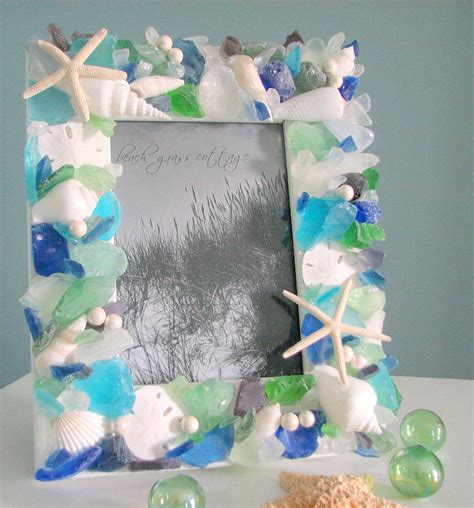 beach glass picture frames|ocean themed picture frames.